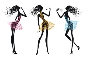 Три силуэта девушек