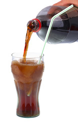 Glass of cola with ice