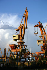 Fototapeta na wymiar Cranes in the harbour