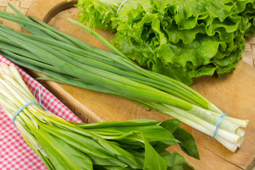 green onion, wild leek, lettuce