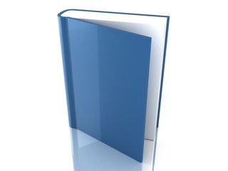 Blue book cover over white background