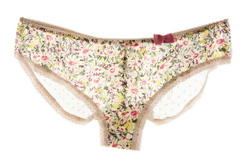 Pink bow flowery white lacework cute panties