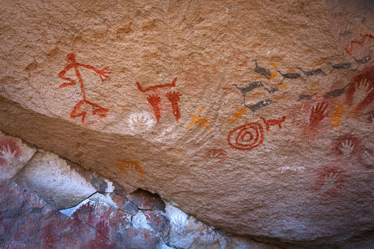 Cave paintings in the Cueva de las Manos, Patagonia, Argentina