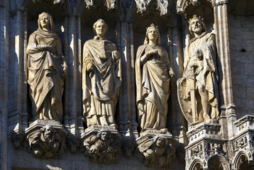 Sculptures on Brussels City Hall in Grand Place