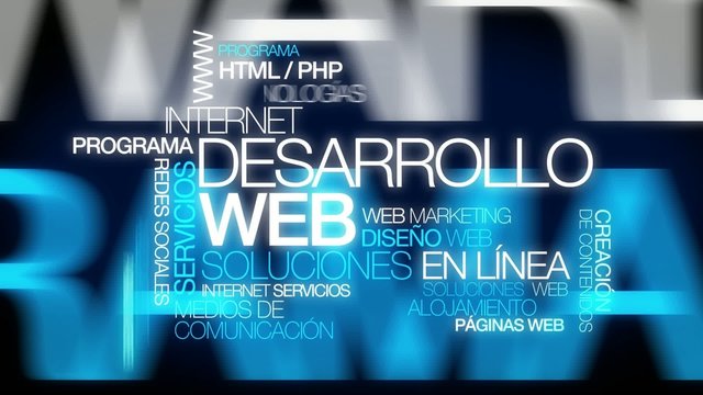 Desarrollo web soluciones en l&iacute;nea nube de etiquetas animaci&oacute;n