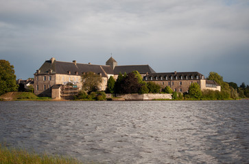 Fototapeta na wymiar Paimpont abbey near the lake, France