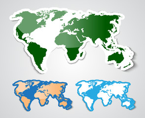 World map in sticker style