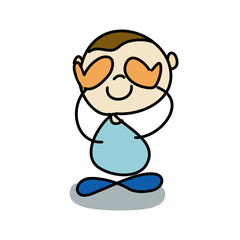 cartoon hand writing boys meditation