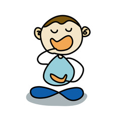 cartoon hand writing boys meditation