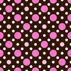 Pink, White and Brown Polka Dot Fabric Background © Karen Roach