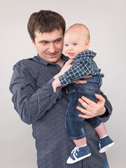 portrait of father with his baby boy