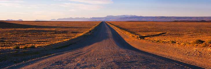 The road at sunset, pampa, Patagonia