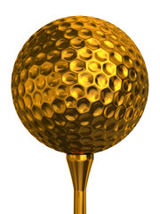 golf ball gold on tee