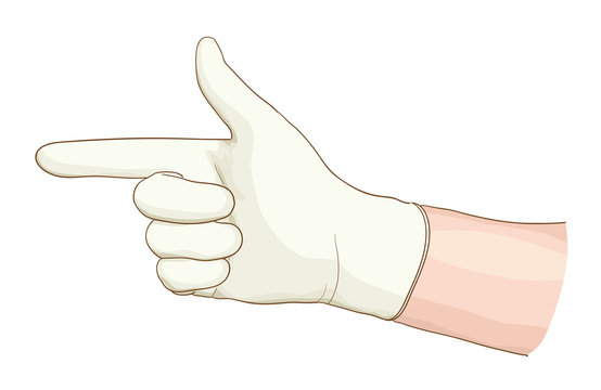 Hand proctologist with a latex glove.