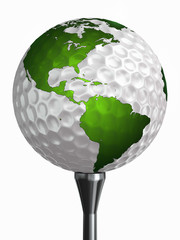 north and south america on golf ball