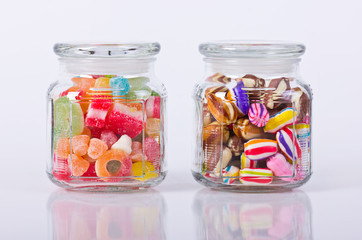 Colorful candies in the jar