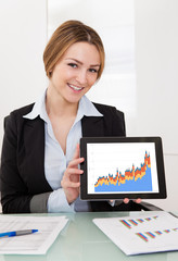 Businesswoman Presenting Charts On Digital Tablet