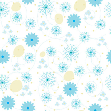 Blue Flowers Seamless Pattern