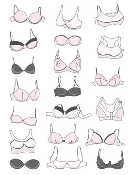 A set of different  bras