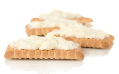 Cookies with milk cheese, isolated on white