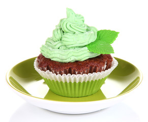 Delicious beautiful cupcake isolated on white