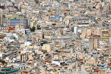 Fototapeta na wymiar Wysoka gęstość miejskiego w Atenach