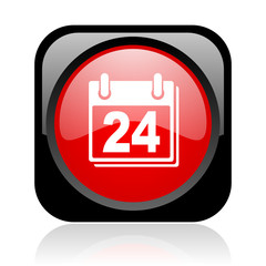 planner black and red square web glossy icon