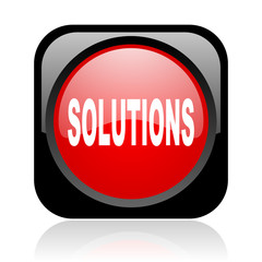 solutions black and red square web glossy icon