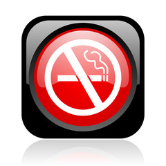 no smoking black and red square web glossy icon