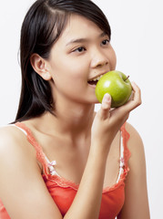 Girl with an apple.