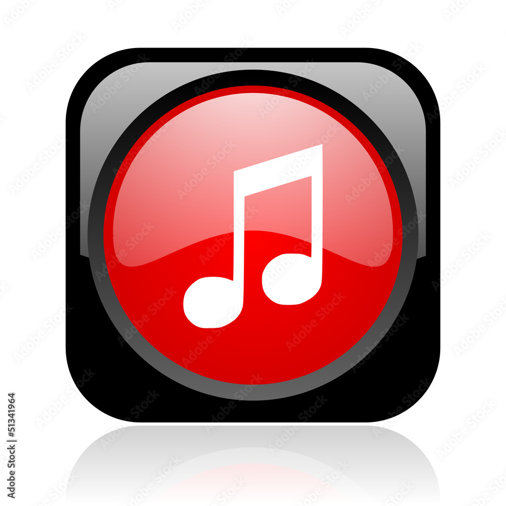 Poster music black and red square web glossy icon