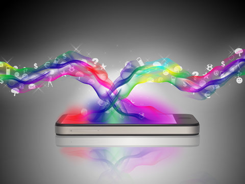 Smartphone im farbigen Konzept