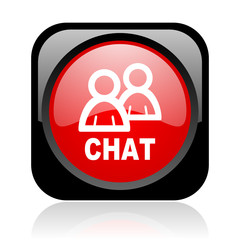 chat black and red square web glossy icon