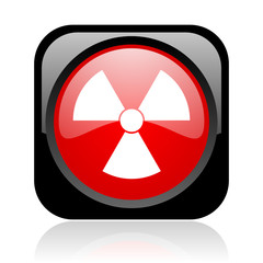 radiation black and red square web glossy icon