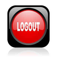 logout black and red square web glossy icon