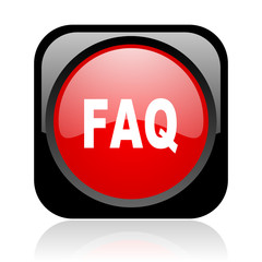 faq black and red square web glossy icon