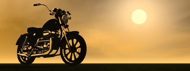Motobike zonsondergang - 3D render