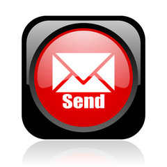 send black and red square web glossy icon