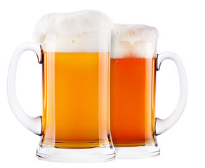 Frosty fresh beer with foam