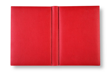 Red leather book cover with spin.