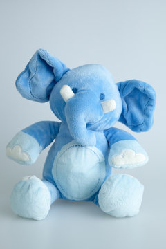 Blue Stuffed Elephant Isolated