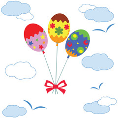 Fototapeta na wymiar Balloons in the sky, Easter background