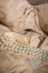 Feminine bra and beige underclothes