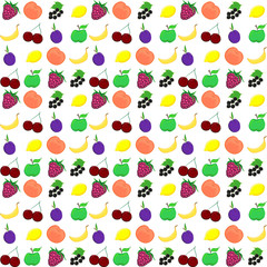 Fresh Fruits seamless Pattern Background
