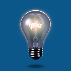 Genius, light bulb 3D concept