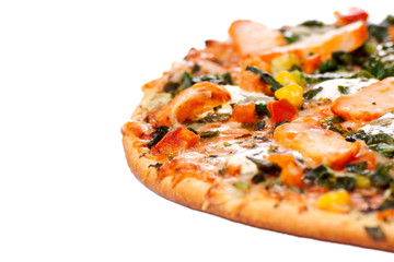 Chicken pizza on a white background