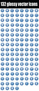 132 glossy vector icons