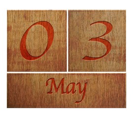 Wooden calendar May 3.