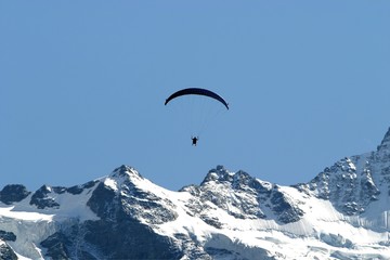 Paragliding on a high mountain