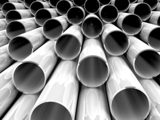 3D chrome tubes - high technology background.